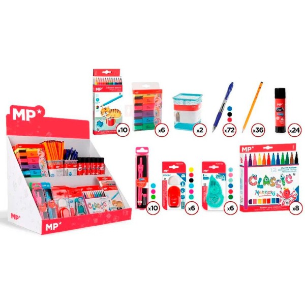MP expositor de material escolar 180 piezas 45 × 27 × 36 cm